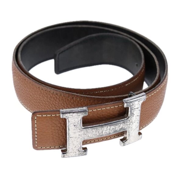 HERMES Belt Leather 36.6"""" Brown - Picture 1 of 16